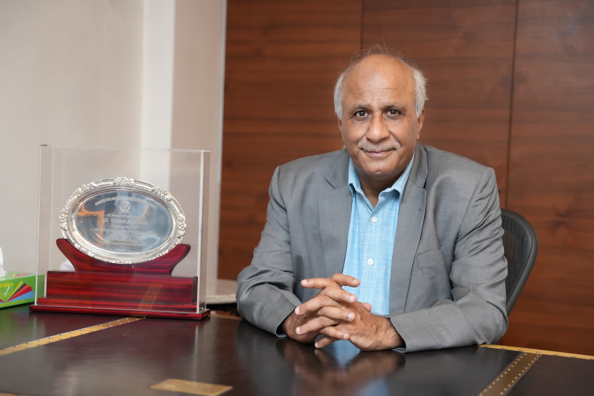 Mr. Umesh Sachdeva, Founder & Chairman, at his desk
